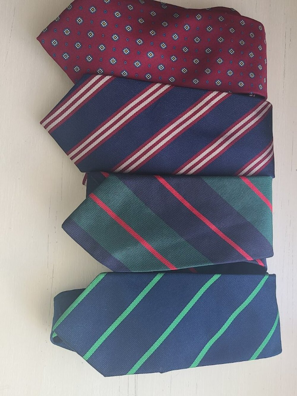 Vintage Lands’ End Mens Silk Neckties Hand Sewn USA Preppy Ivy Lot of 4
